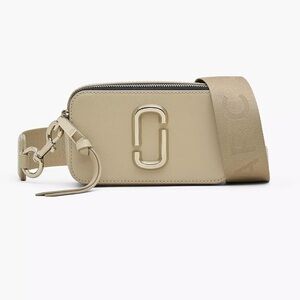 Marc Jacobs The Snapshot DTM Khaki Used Bag Crossbody Strap Gold Tan